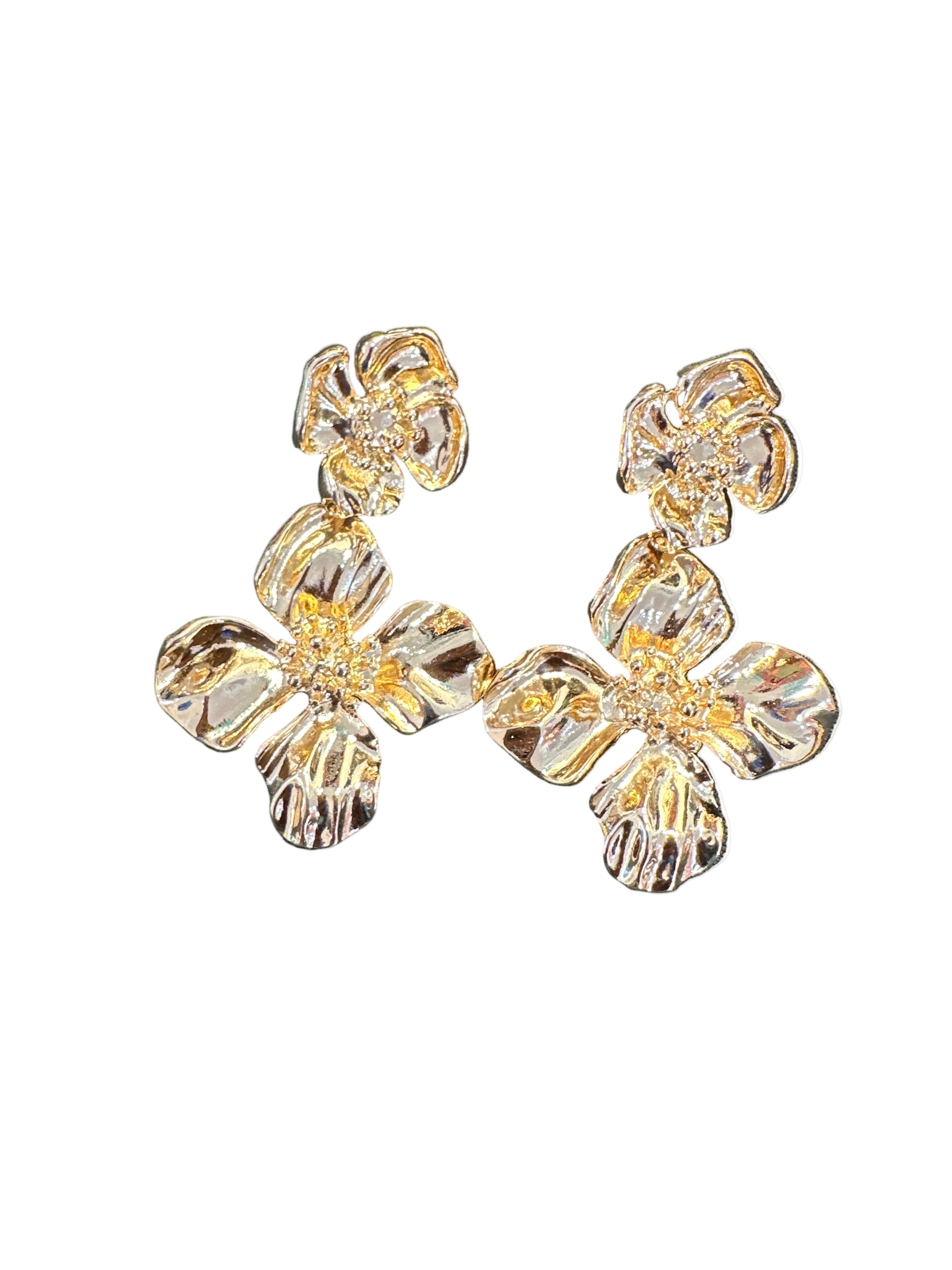 Beautiful Gold Flower Pierced Earrings