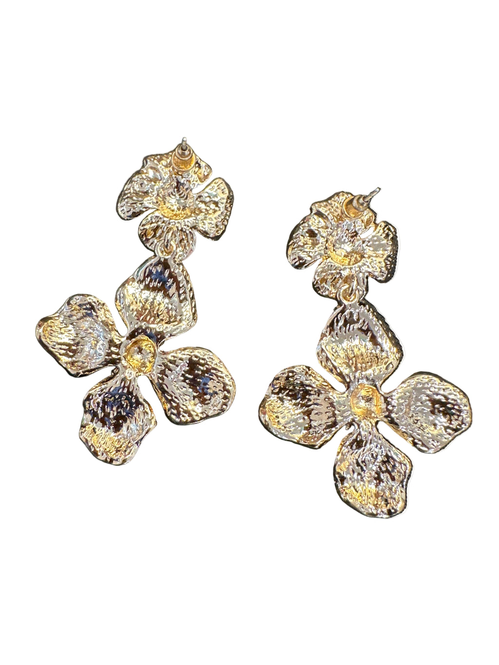 Beautiful Gold Flower Pierced Earrings