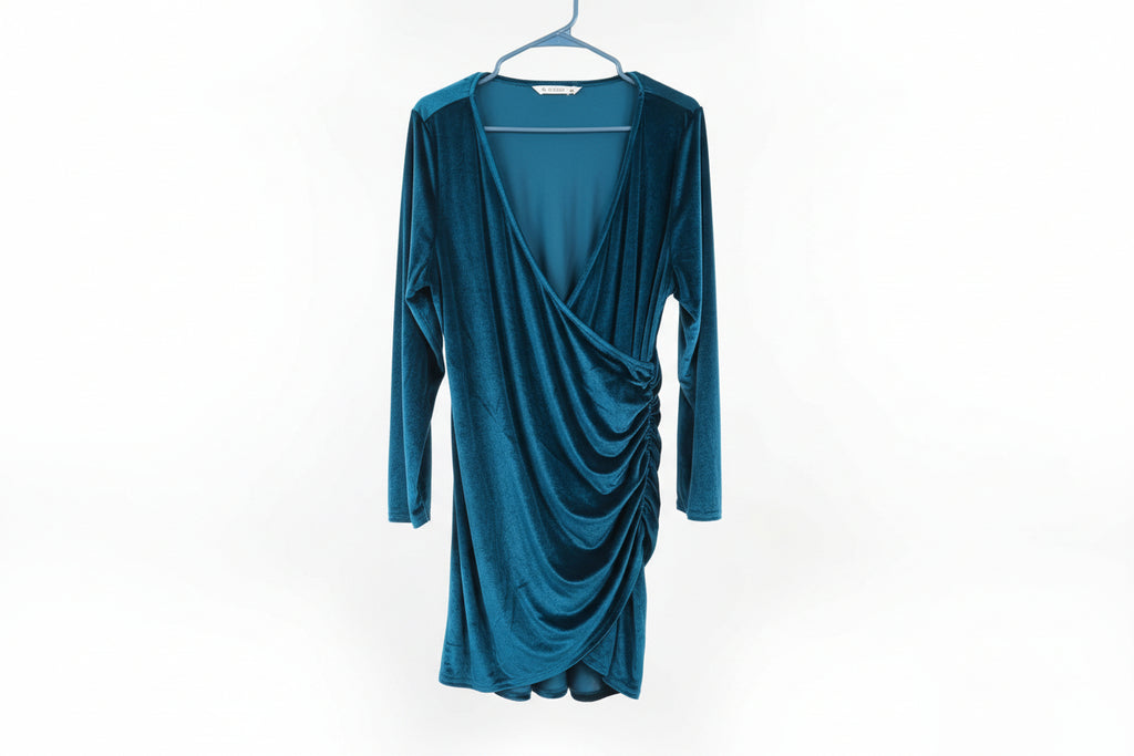 Luxe Velvet Teal Versatile Shirt Dress