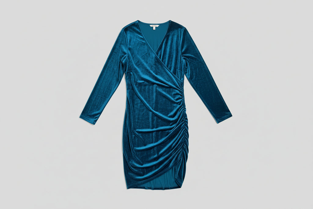 Luxe Velvet Teal Versatile Shirt Dress