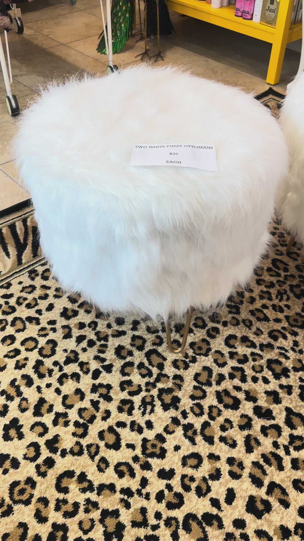 Two white fuzzy stools( in store pick up only ) (SOLD)