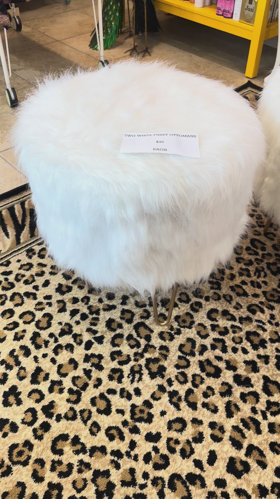 Two white fuzzy stools( in store pick up only ) (SOLD)